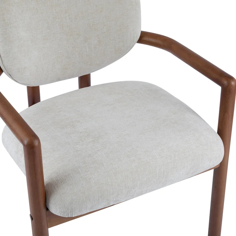 Modern Upholstered Rubberwood Arm Dining Chairs (Set of 2)
