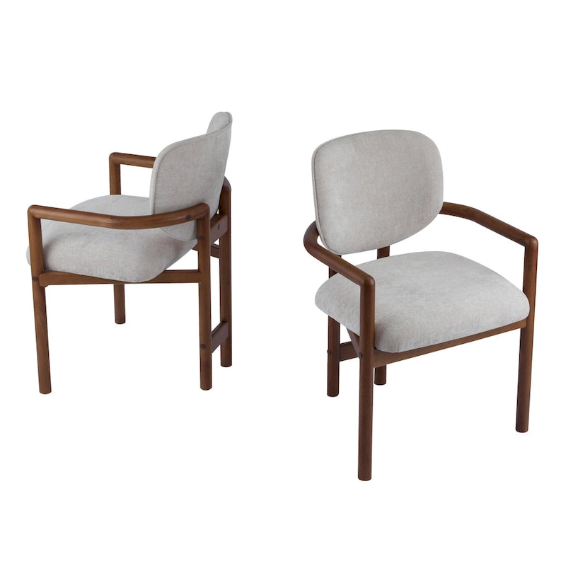 Modern Upholstered Rubberwood Arm Dining Chairs (Set of 2)