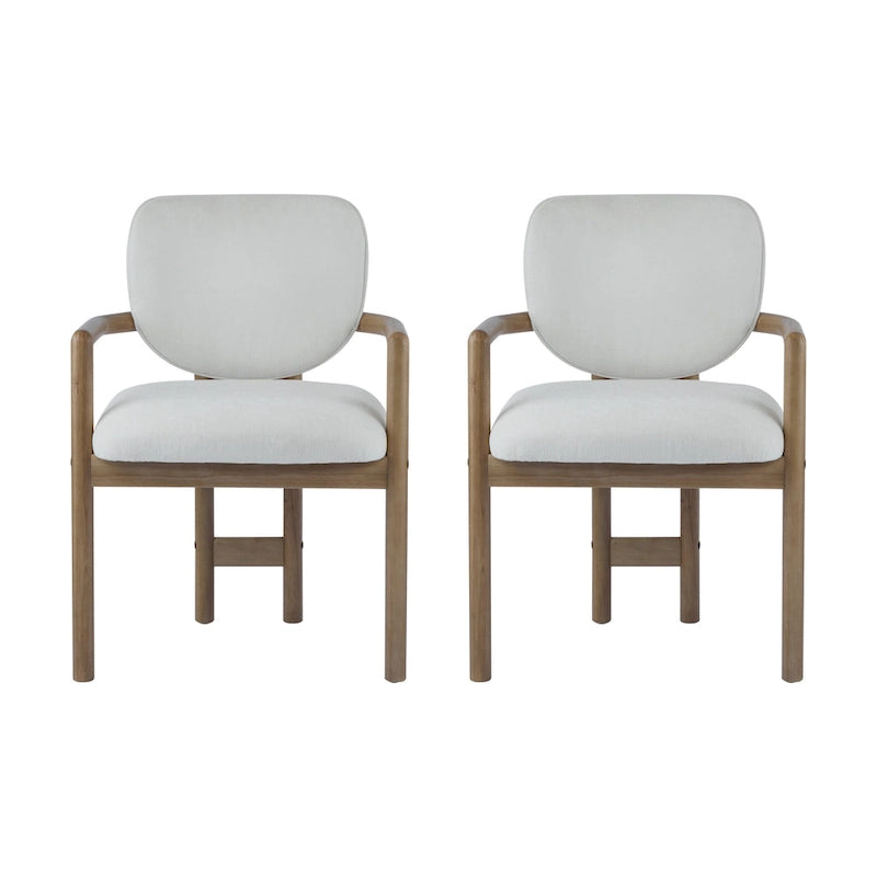 Modern Upholstered Rubberwood Arm Dining Chairs (Set of 2)