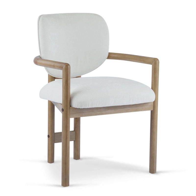 Modern Upholstered Rubberwood Arm Dining Chairs (Set of 2)
