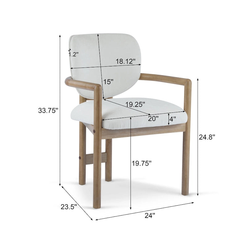 Modern Upholstered Rubberwood Arm Dining Chairs (Set of 2)