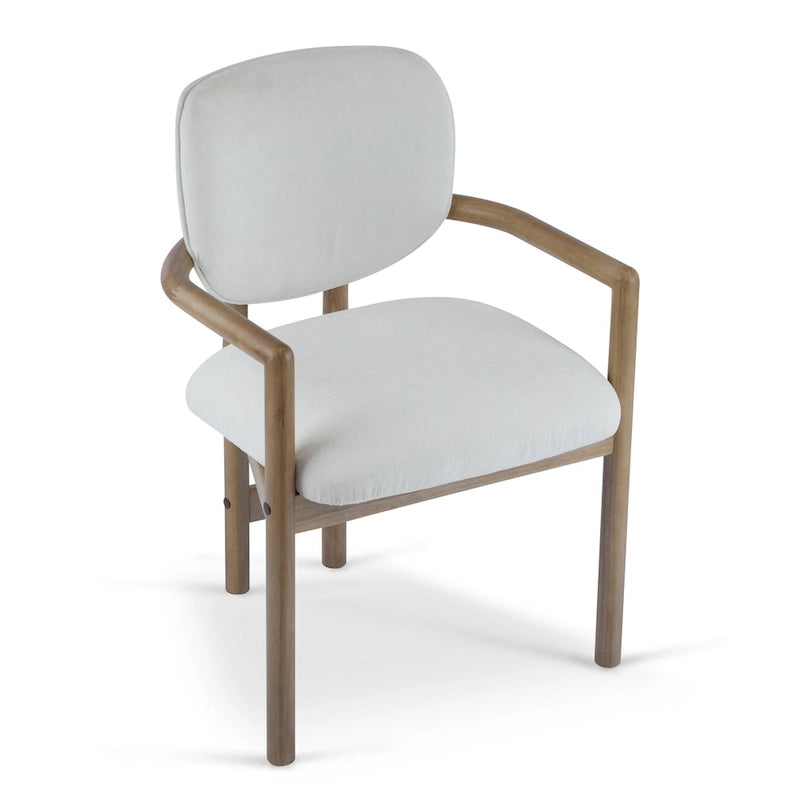 Modern Upholstered Rubberwood Arm Dining Chairs (Set of 2)