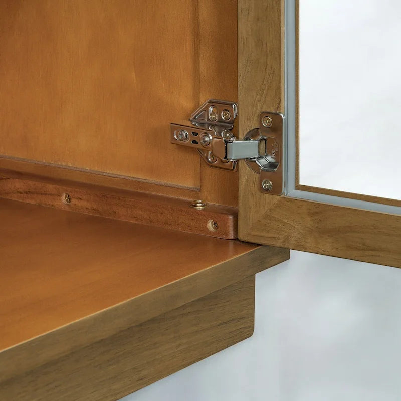 Grande aparador de arrumação com 4 portas e portas de vidro, prateleiras ajustáveis e design arqueado para cozinha e sala de jantar