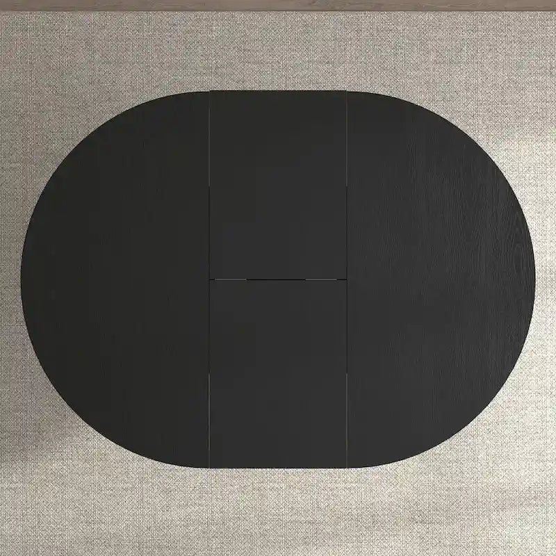 Mesa de jantar redonda moderna com tampo extensível e base em X para refeições em família, espaços pequenos e vários estilos