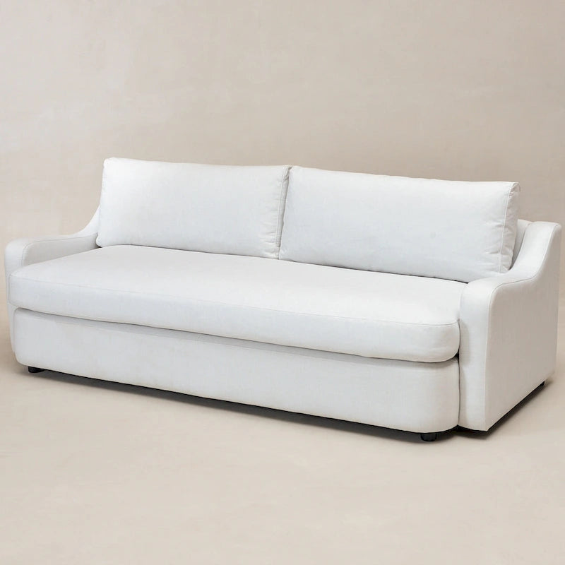 Sofá de 3 lugares em linho com assento profundo, almofadas reversíveis, 90"W