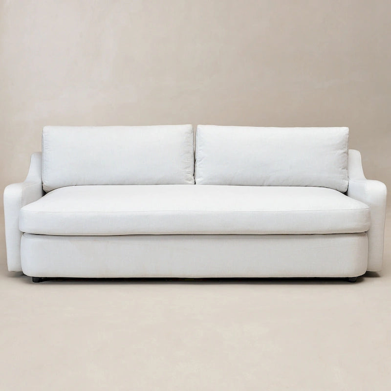 Sofá de 3 lugares em linho com assento profundo, almofadas reversíveis, 90"W