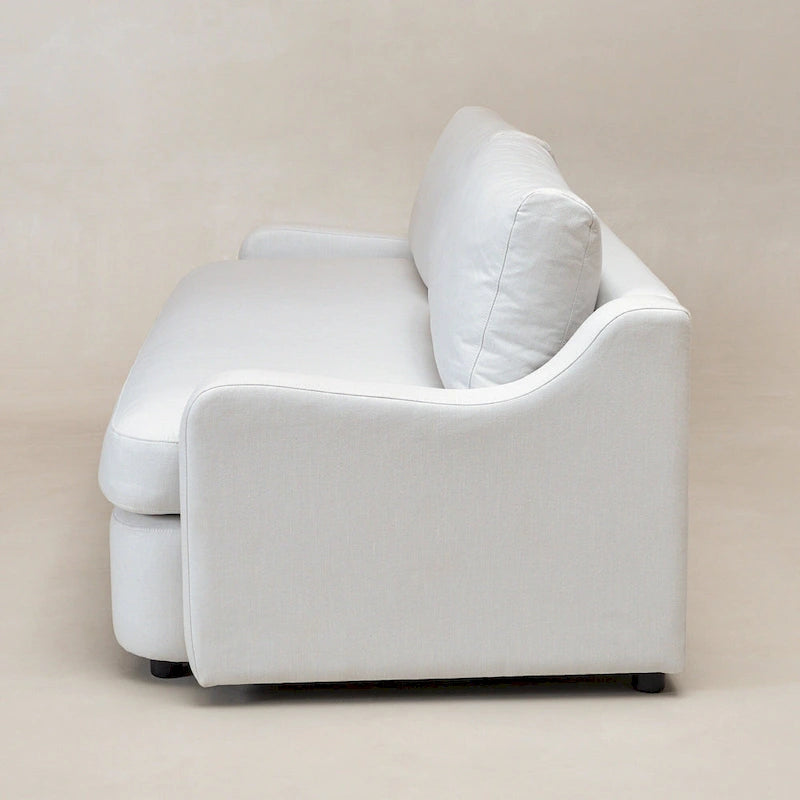 Sofá de 3 lugares em linho com assento profundo, almofadas reversíveis, 90"W
