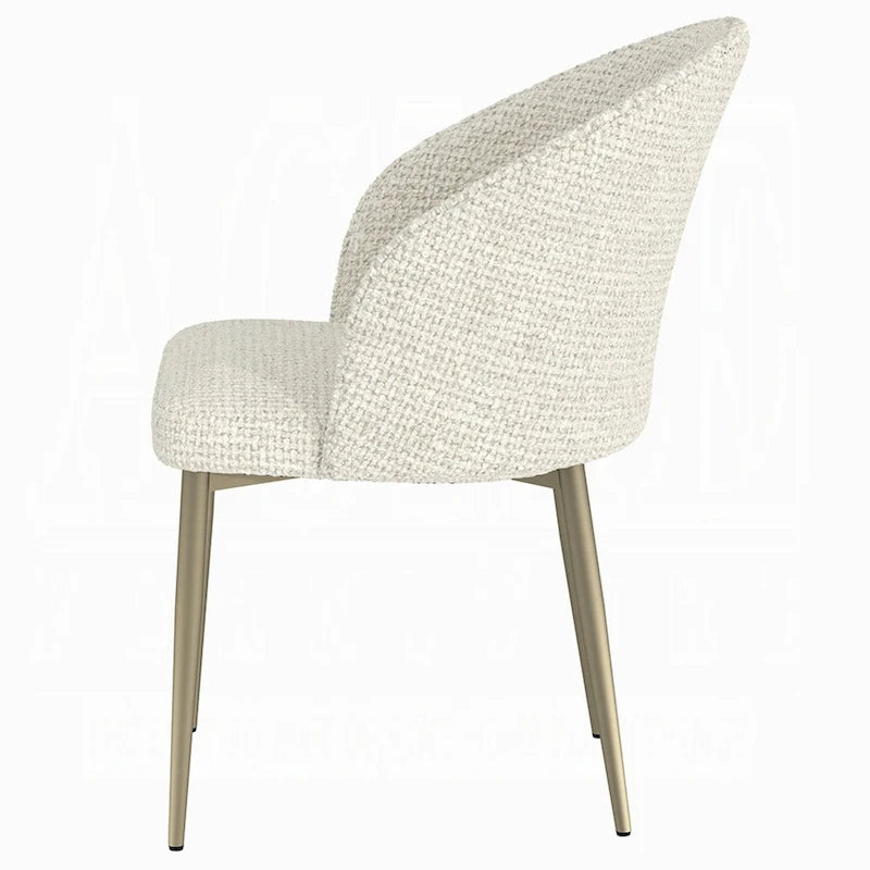 Padded Curved Back Dining Side Chair Set of 2, White