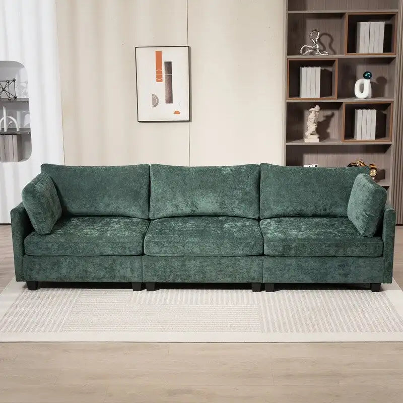 Chenille Upholstered Three Seater Sofa