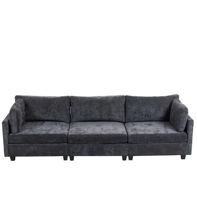 Chenille-Sofa mit Polsterung für drei Personen