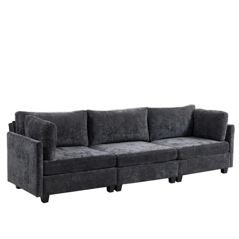 Chenille-Sofa mit Polsterung für drei Personen