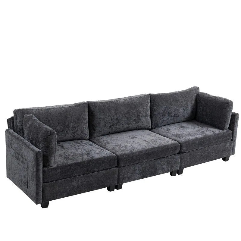 Chenille-Sofa mit Polsterung für drei Personen