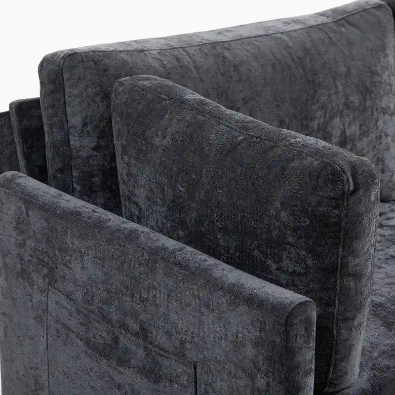 Chenille-Sofa mit Polsterung für drei Personen