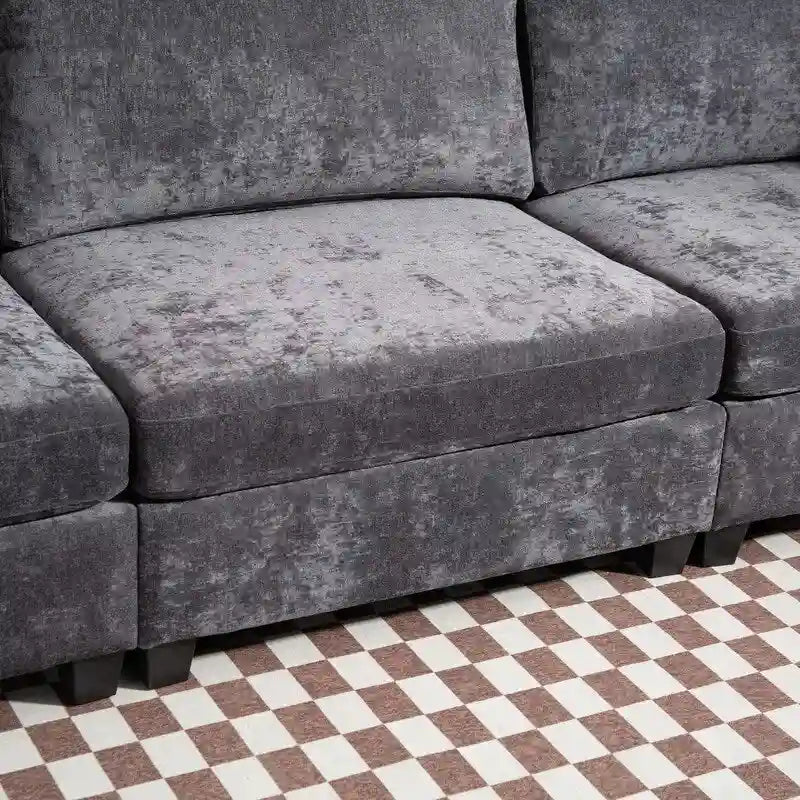 Chenille-Sofa mit Polsterung für drei Personen