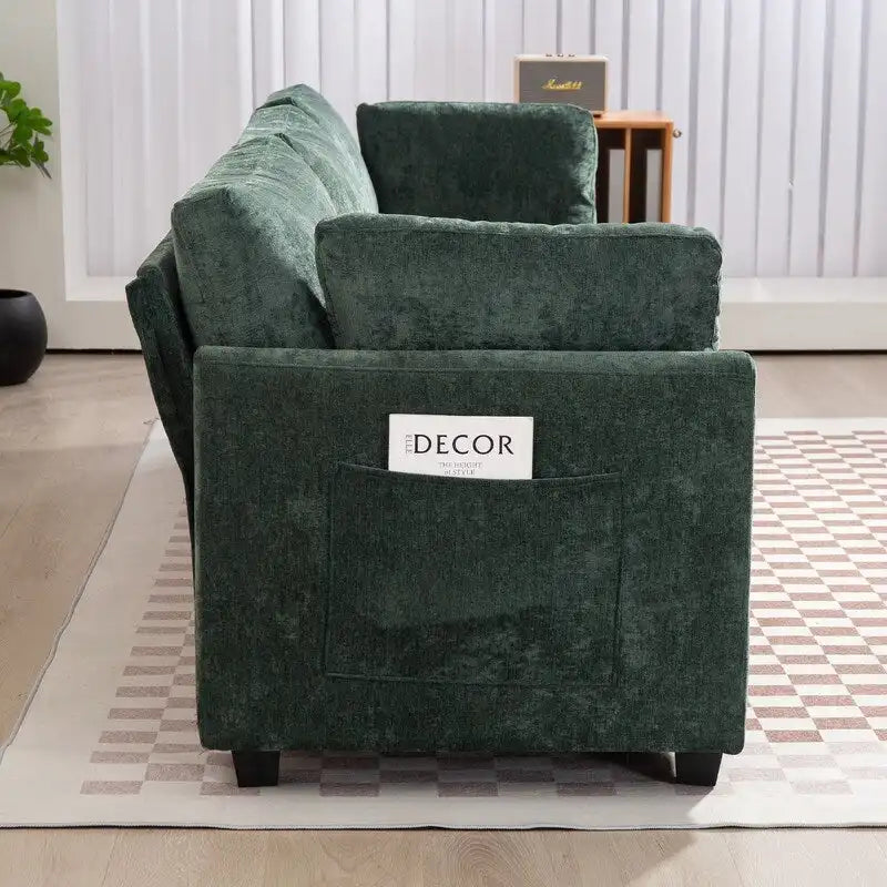 Chenille-Sofa mit Polsterung für drei Personen
