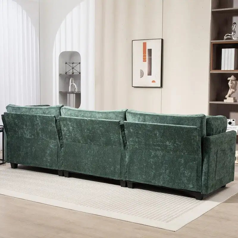 Chenille-Sofa mit Polsterung für drei Personen