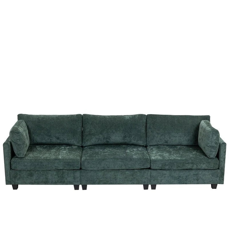 Chenille-Sofa mit Polsterung für drei Personen