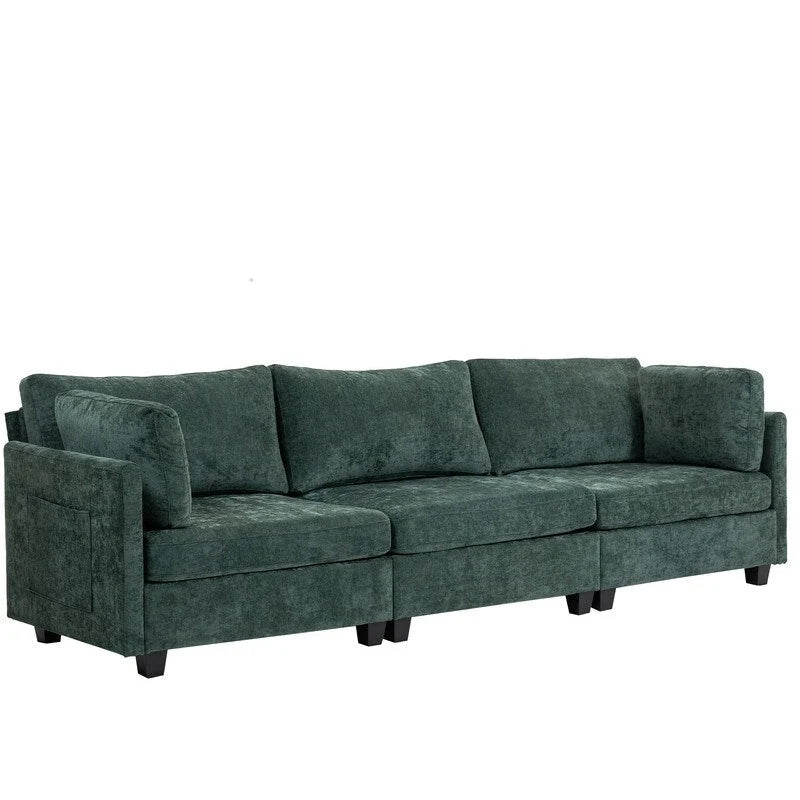 Chenille-Sofa mit Polsterung für drei Personen