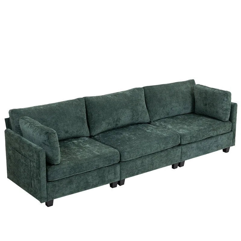 Chenille-Sofa mit Polsterung für drei Personen