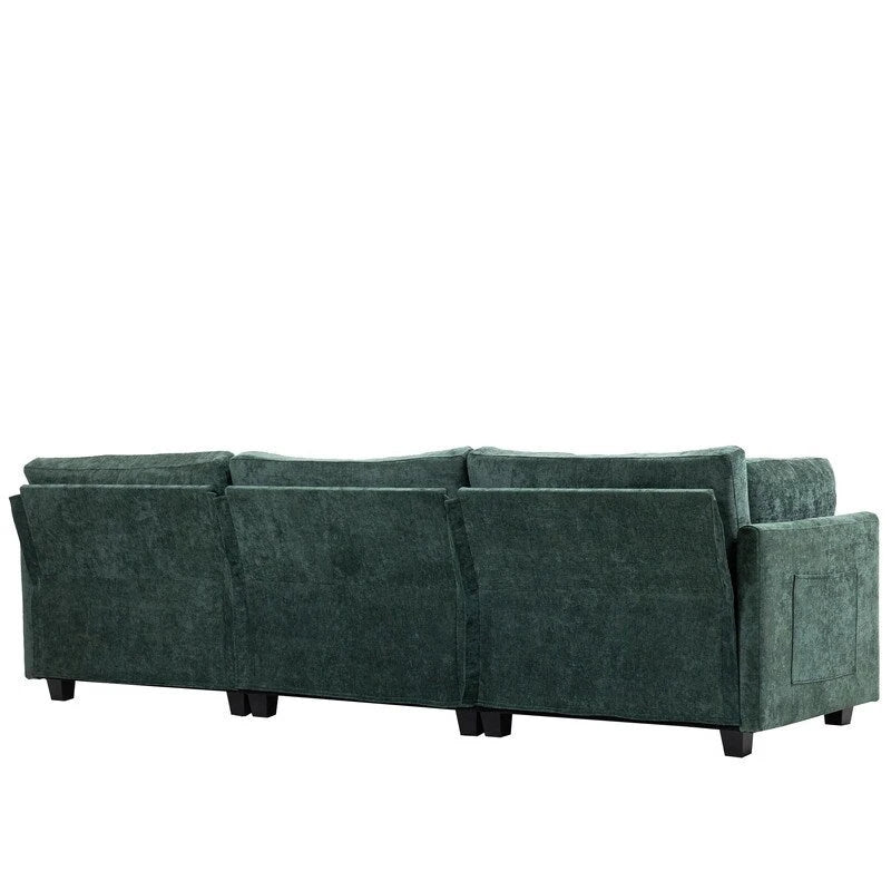 Chenille-Sofa mit Polsterung für drei Personen