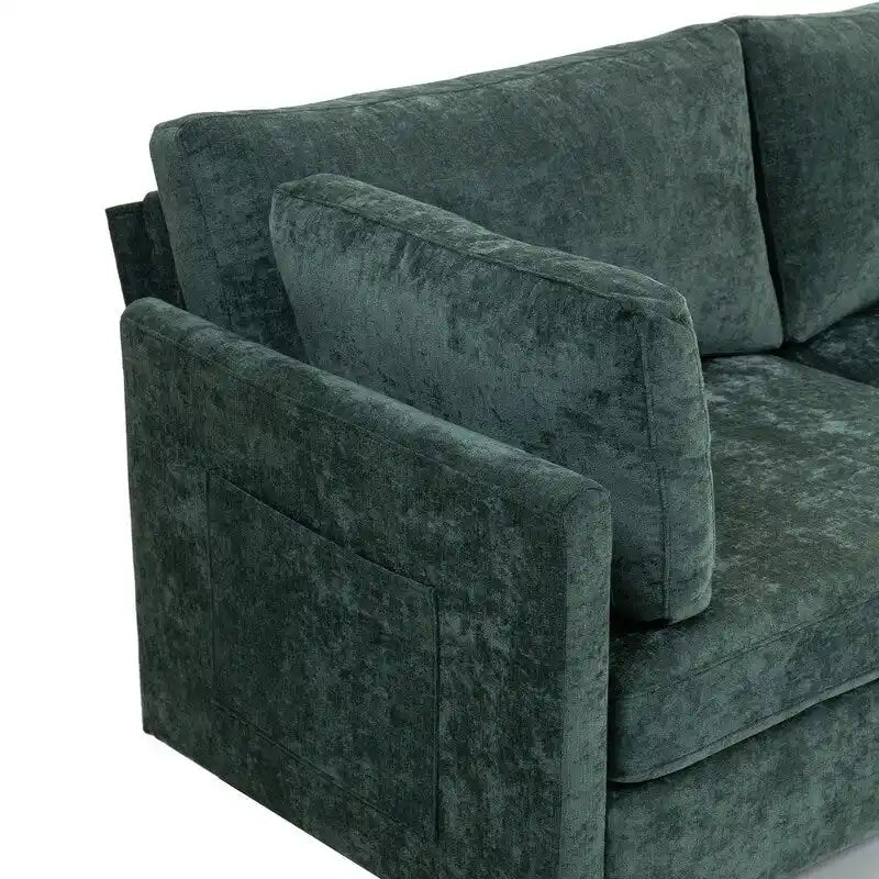 Chenille-Sofa mit Polsterung für drei Personen