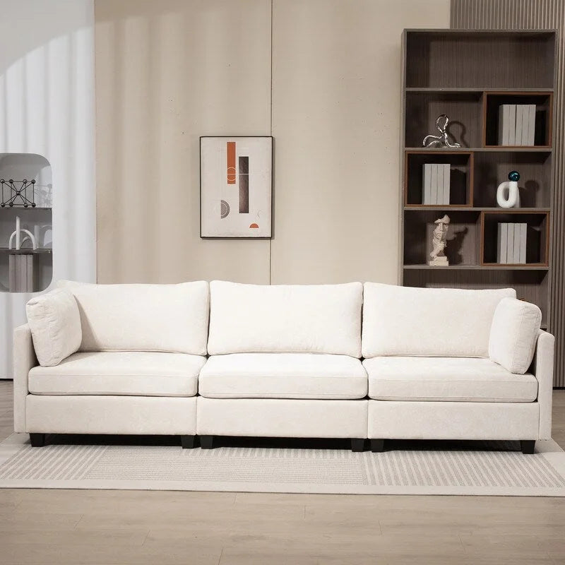 Chenille-Sofa mit Polsterung für drei Personen