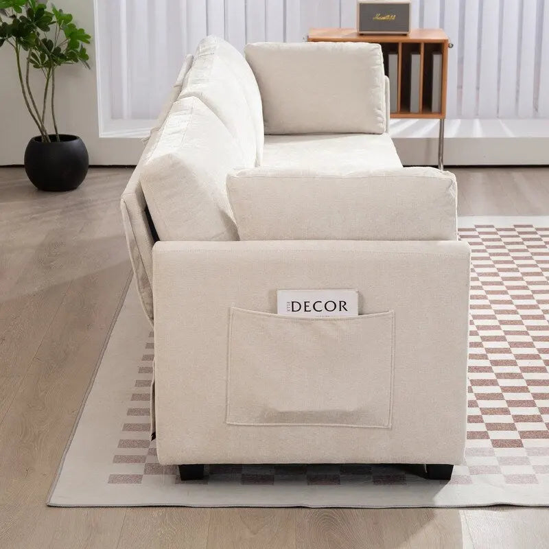 Chenille-Sofa mit Polsterung für drei Personen