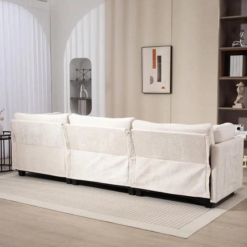 Chenille-Sofa mit Polsterung für drei Personen
