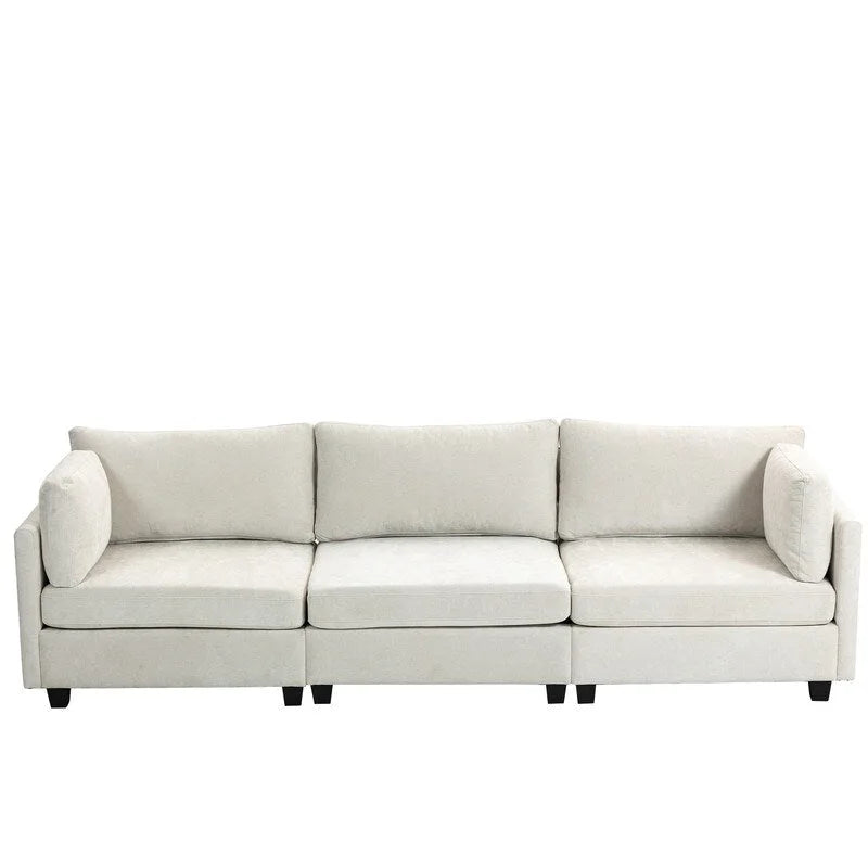 Chenille-Sofa mit Polsterung für drei Personen
