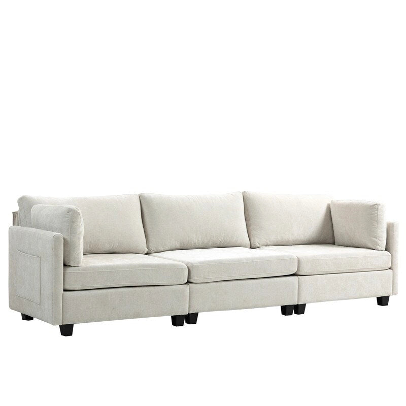 Chenille-Sofa mit Polsterung für drei Personen