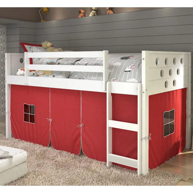Low Tent White Loft Bed, Twin