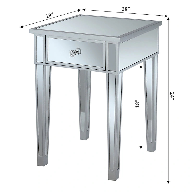 Glam Mirrored 1-Drawer End Table