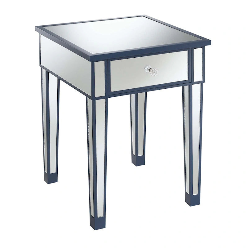 Tavolino laterale glamour con specchio e 1 cassetto