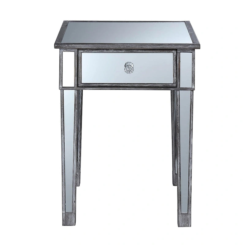 Tavolino laterale glamour con specchio e 1 cassetto