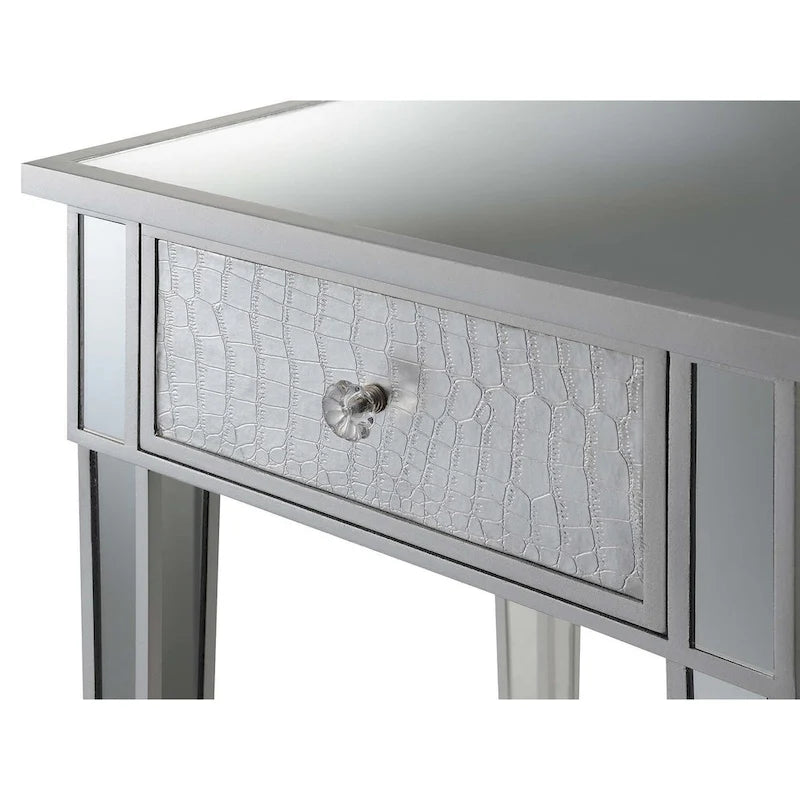 Tavolino laterale glamour con specchio e 1 cassetto