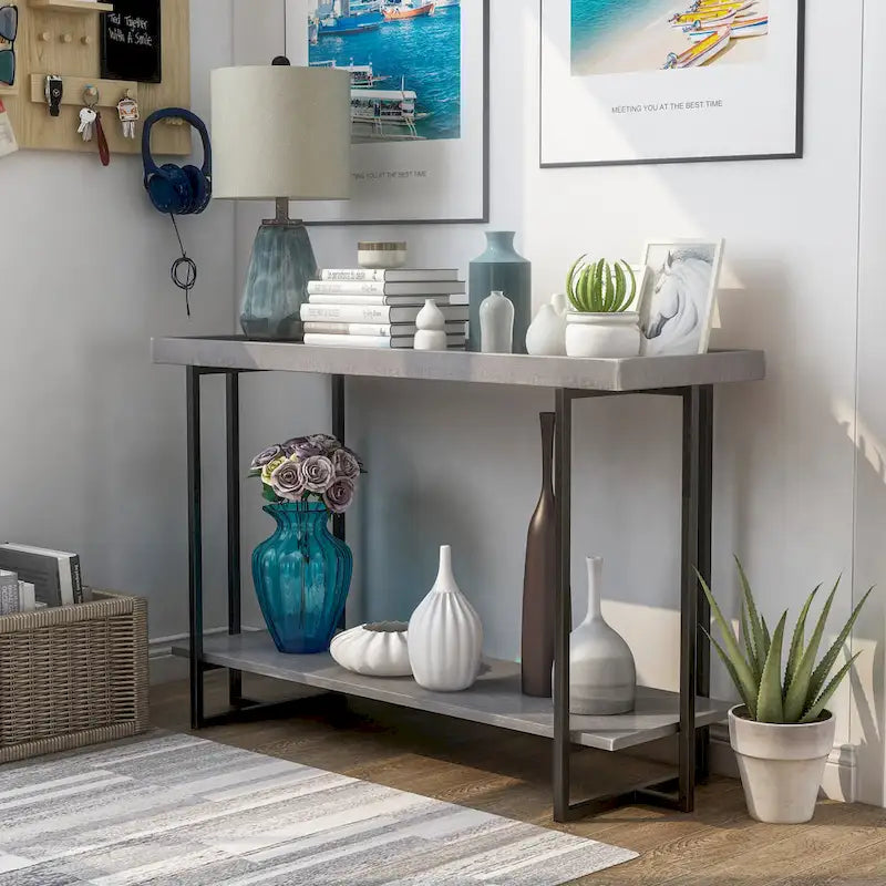 Farmhouse 47-inch Metal 1-Shelf Sofa Table