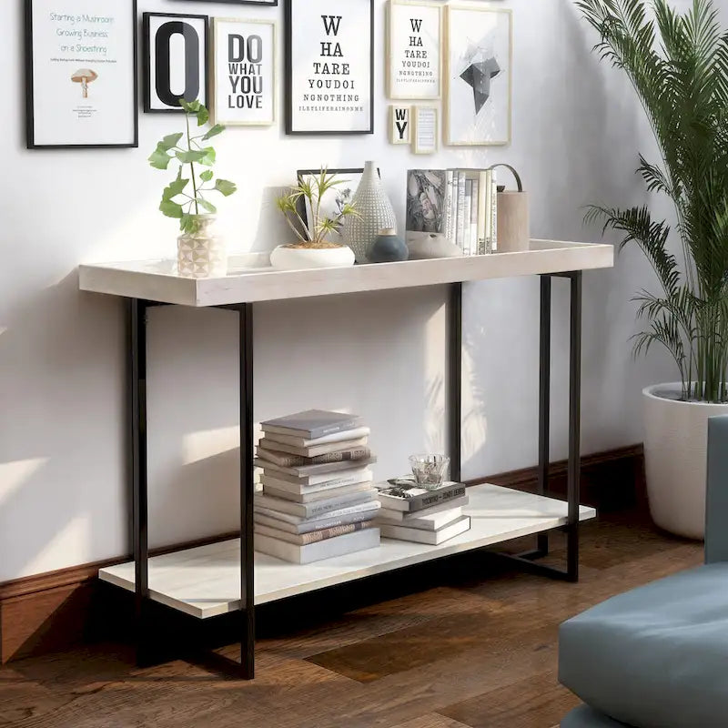 Farmhouse 47-inch Metal 1-Shelf Sofa Table