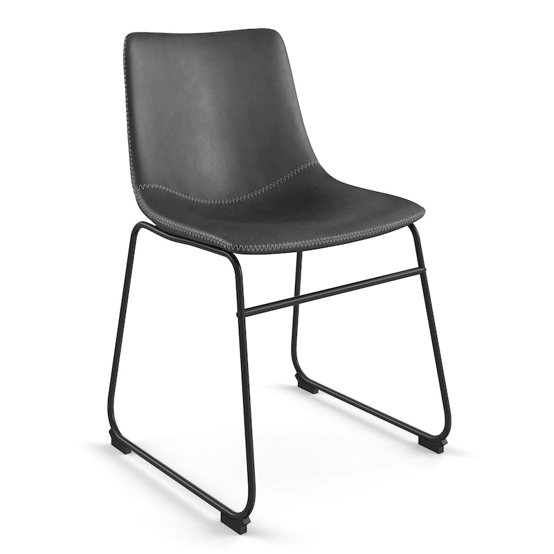 Vegan Leather Side Chairs with Black Legs (Set of 2)