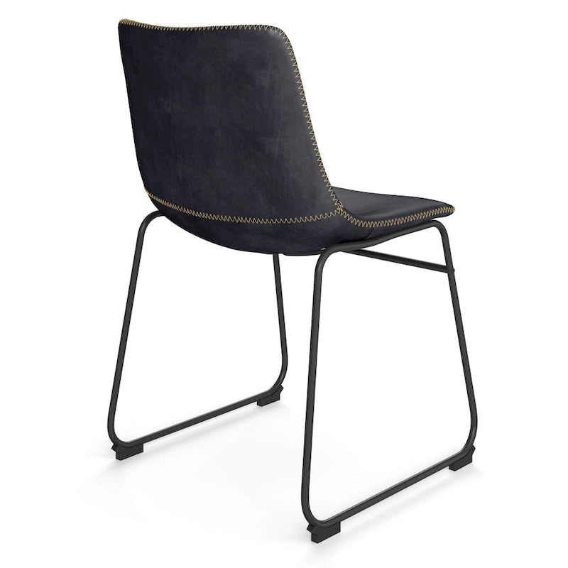 Vegan Leather Side Chairs with Black Legs (Set of 2)