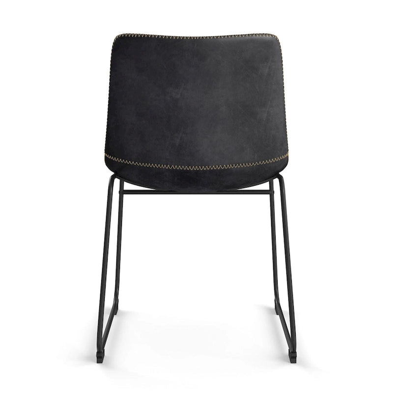 Vegan Leather Side Chairs with Black Legs (Set of 2)