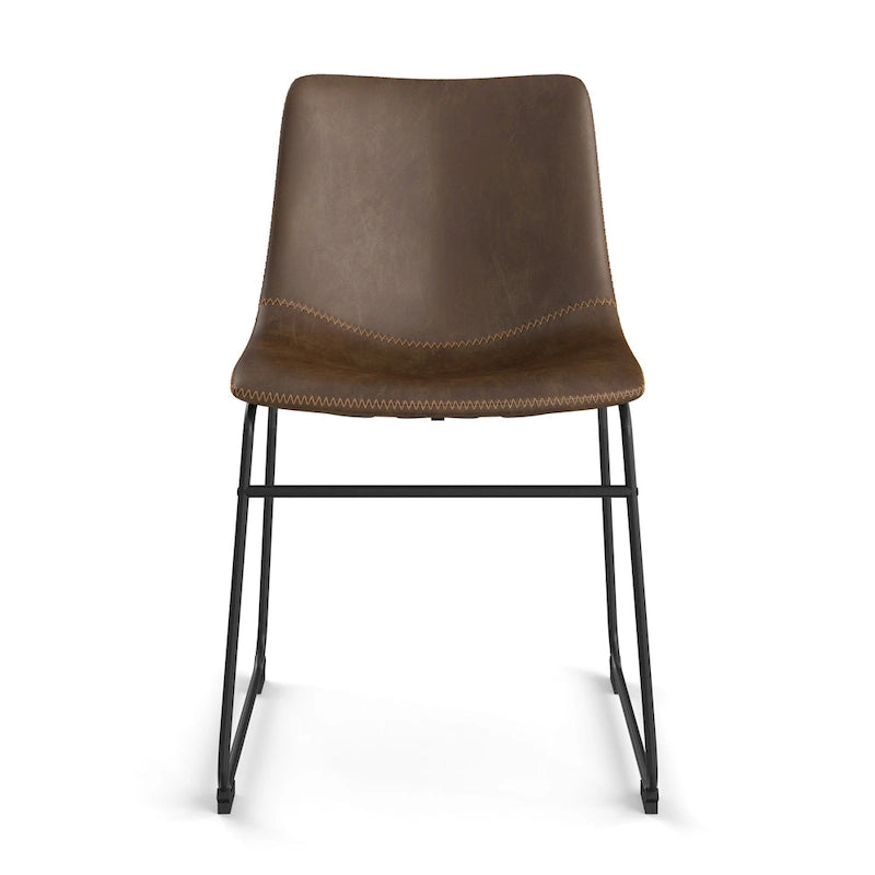 Vegan Leather Side Chairs with Black Legs (Set of 2)