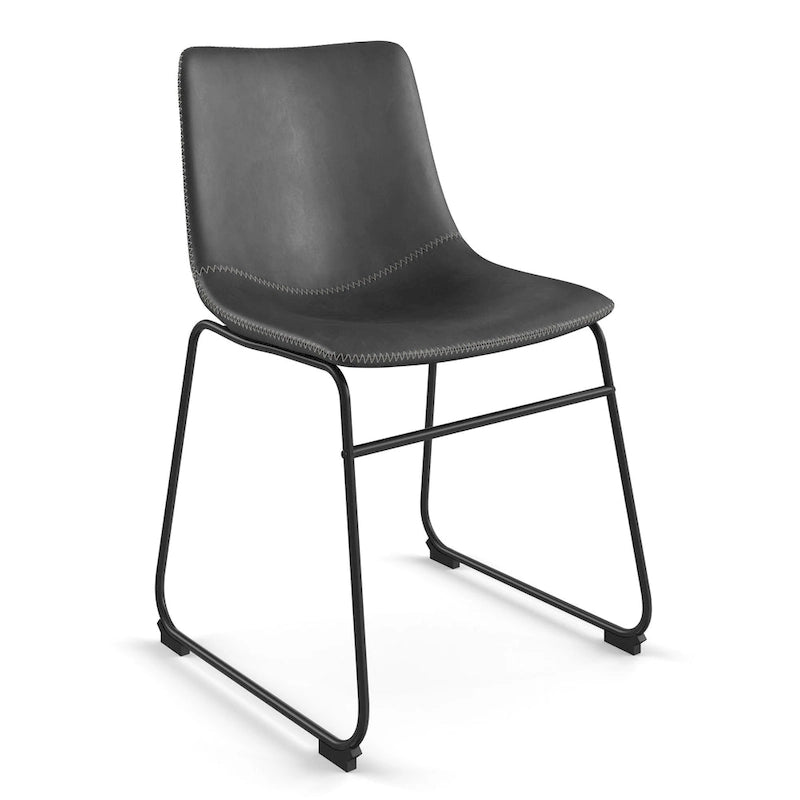 Vegan Leather Side Chairs with Black Legs (Set of 2)