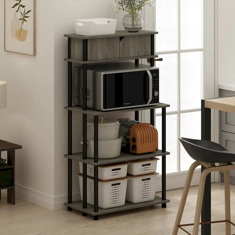 Toolless Kitchen Storage Shelf with Top Cabinet