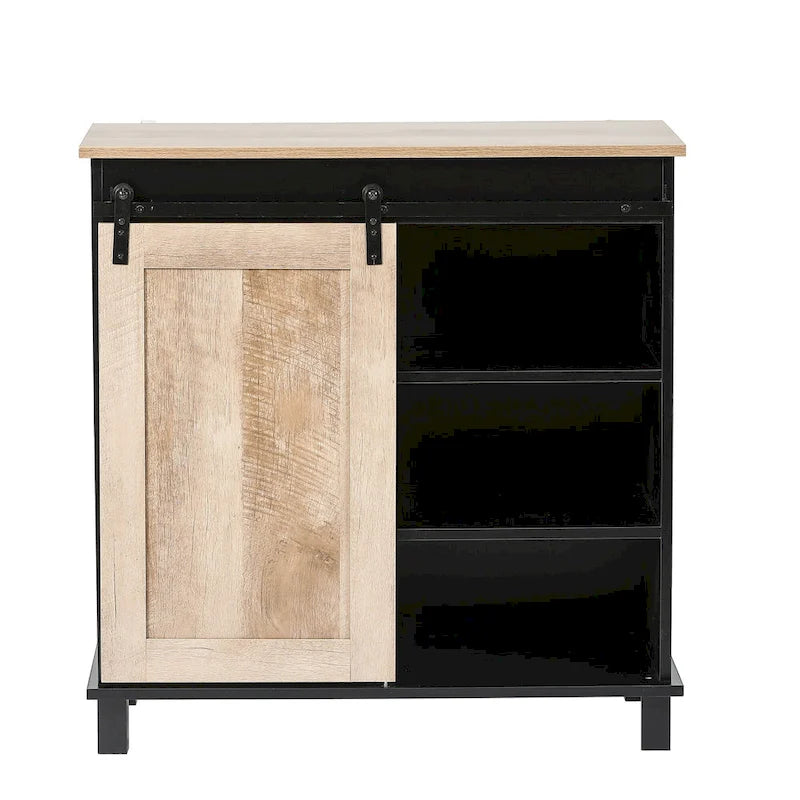 Czarno-dębowa szafka na wino z drewna konstrukcyjnego - 32.5 H x 31.5 W x 15.75 D