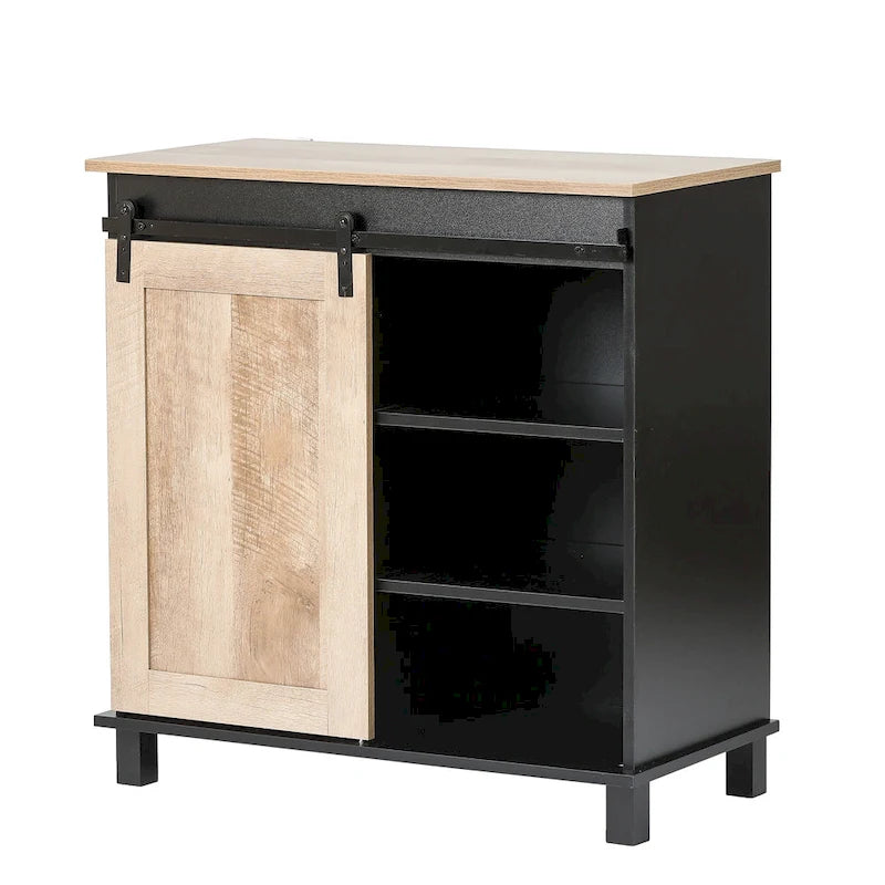 Czarno-dębowa szafka na wino z drewna konstrukcyjnego - 32.5 H x 31.5 W x 15.75 D