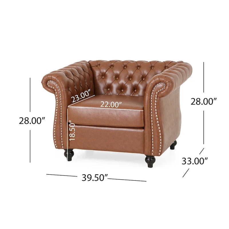 Traditional Chesterfield Club Chairs Set of 2