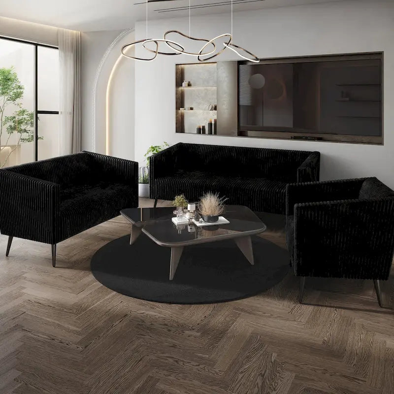 Modern Velvet Upholstered 3-Piece Living Room Set