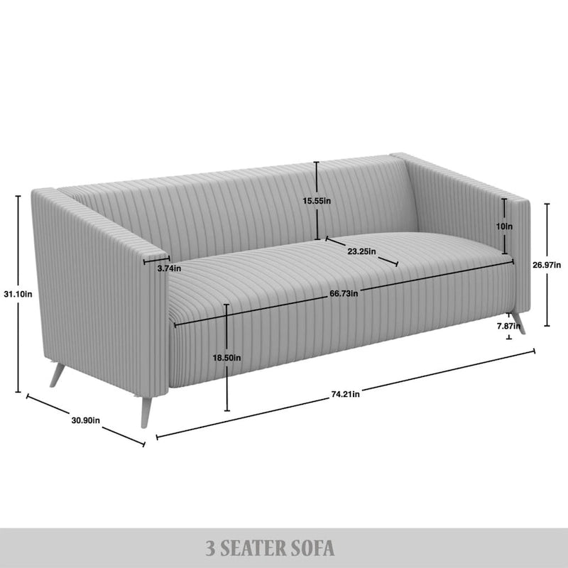 Modern Velvet Upholstered 3-Piece Living Room Set