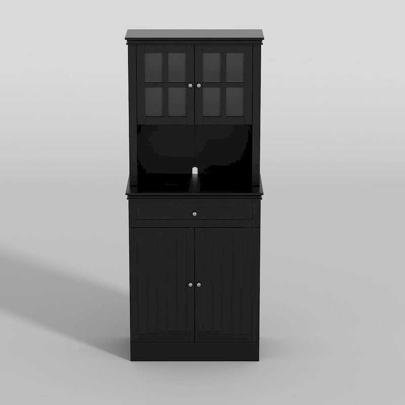 Buffetkast met opzetkast, keukenkast en voorraadkast, wit dressoir
