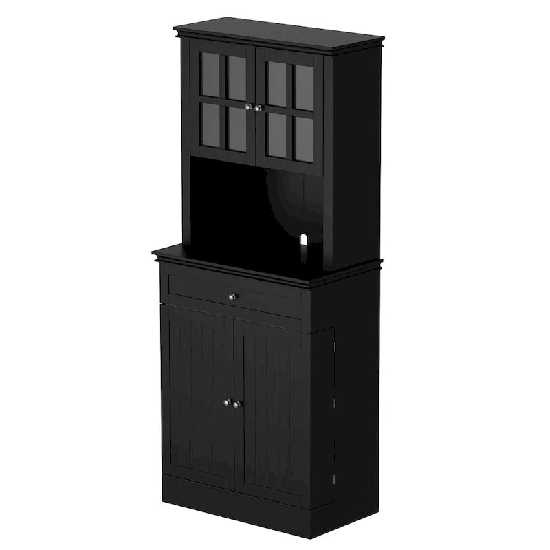 Buffetkast met opzetkast, keukenkast en voorraadkast, wit dressoir
